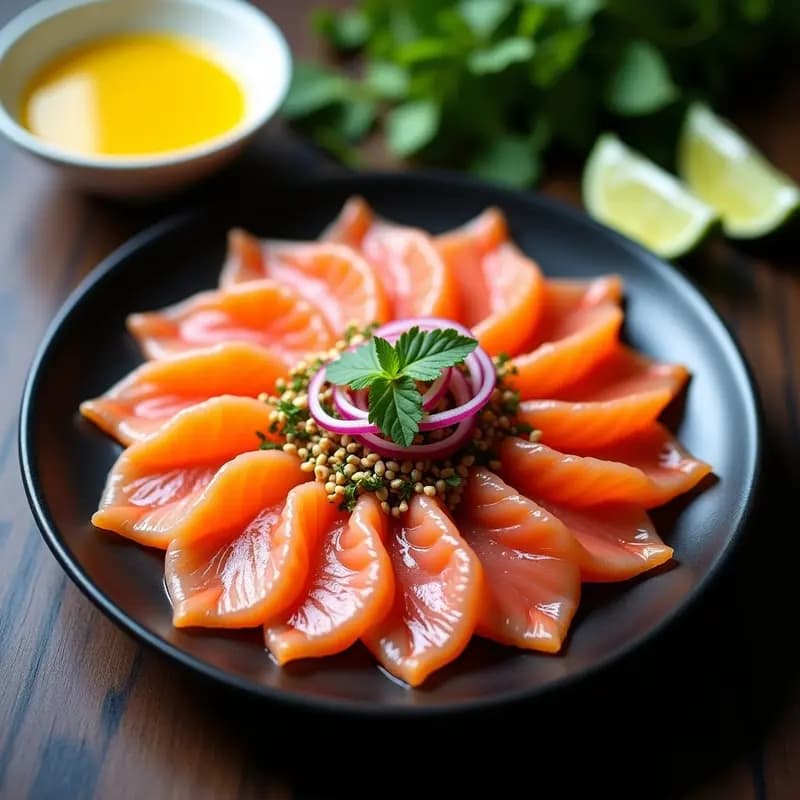Sashimi de Salmón con Salsa de Maracuyá: Entrante Peruano-Japonés con Toque Tropical