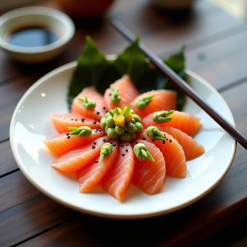Sashimi de Salmón con Salsa de Wasabi y Mango: Receta Japonesa Gourmet en 10 Minutos