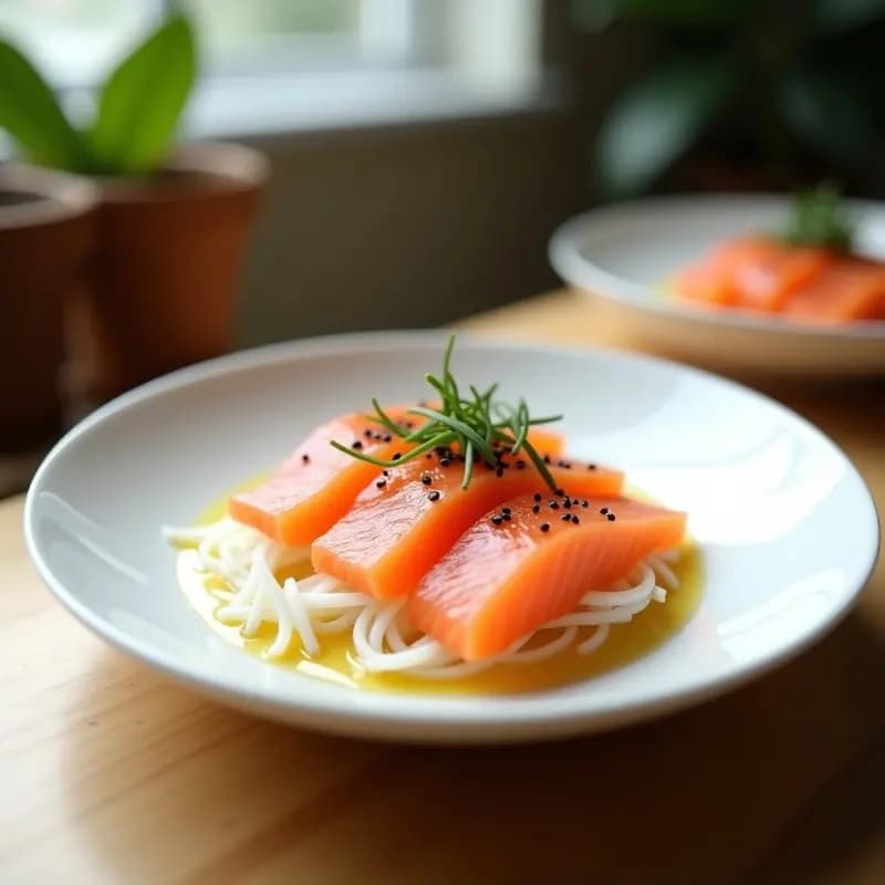 Sashimi de Salmón con Vinagreta de Yuzu y Rábano Daikon: Receta Japonesa Gourmet en 15 Minutos