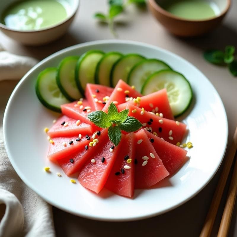 Sashimi de Sandía y Pepino con Salsa de Wasabi: Entrante Japonés Vegano y Refrescante