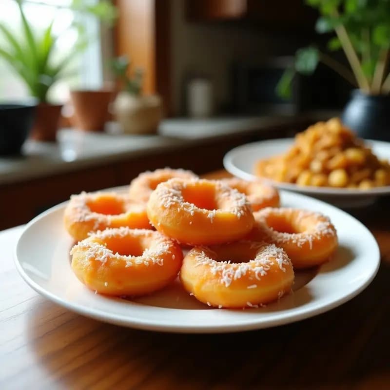 Sata Andagi: Donuts Okinawanos de Batata Morada y Coco Rallado sin Horno