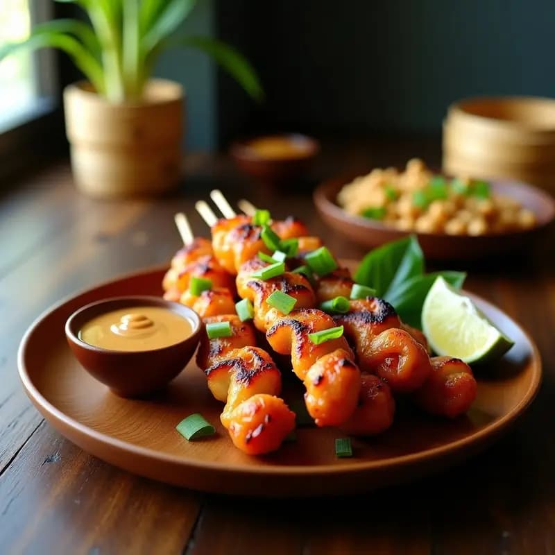 Satay de Cerdo con Salsa de Cacahuete y Limoncillo: Receta Tailandesa en Airfryer