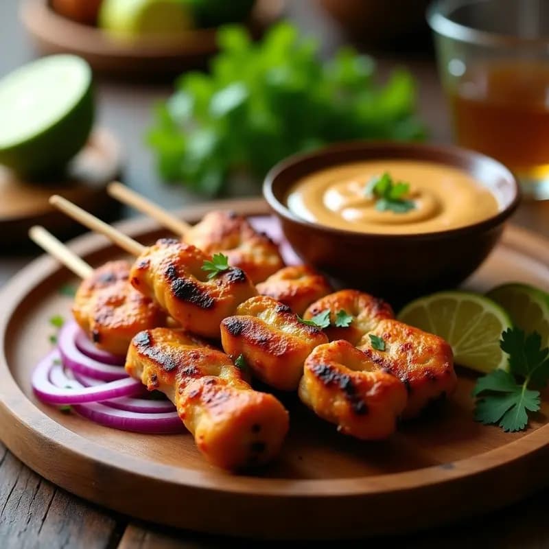 Satay de Pollito con Salsa de Cacahuete y Lima: Receta Indonesian Sin Gluten