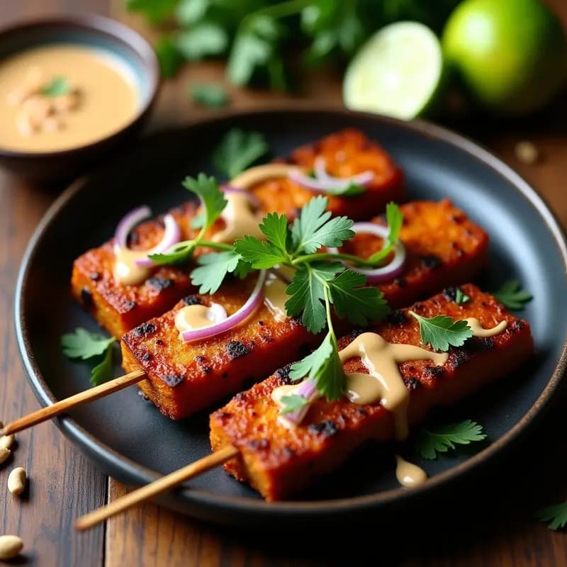 Satay de Seitan con Salsa de Cacahuete y Limón: Receta Tailandesa Alta en Proteína