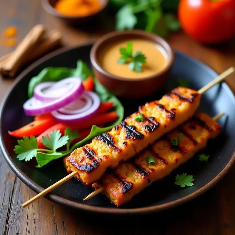 Satay de Seitan con Salsa de Maní: Receta Indonesia Vegana a la Parrilla