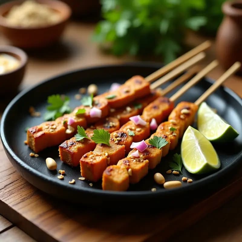Satay de Tempeh y Cacahuetes: Receta Indonecia Vegana y Alta en Proteína