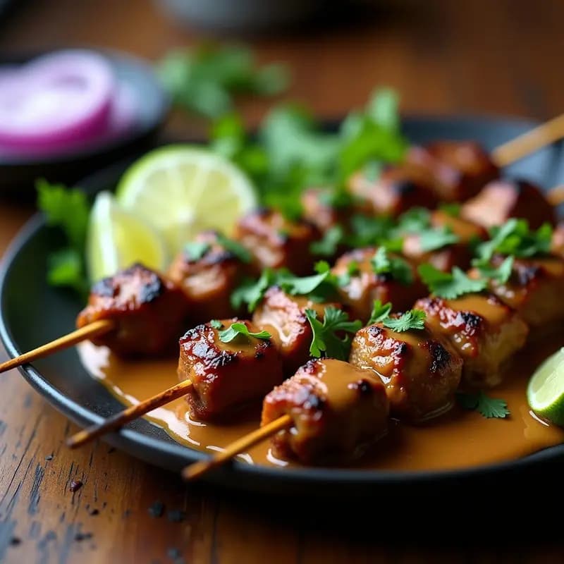 Satay de Ternera con Salsa de Cacahuete y Lima: Receta Malasia en Grill y Baja en Calorías