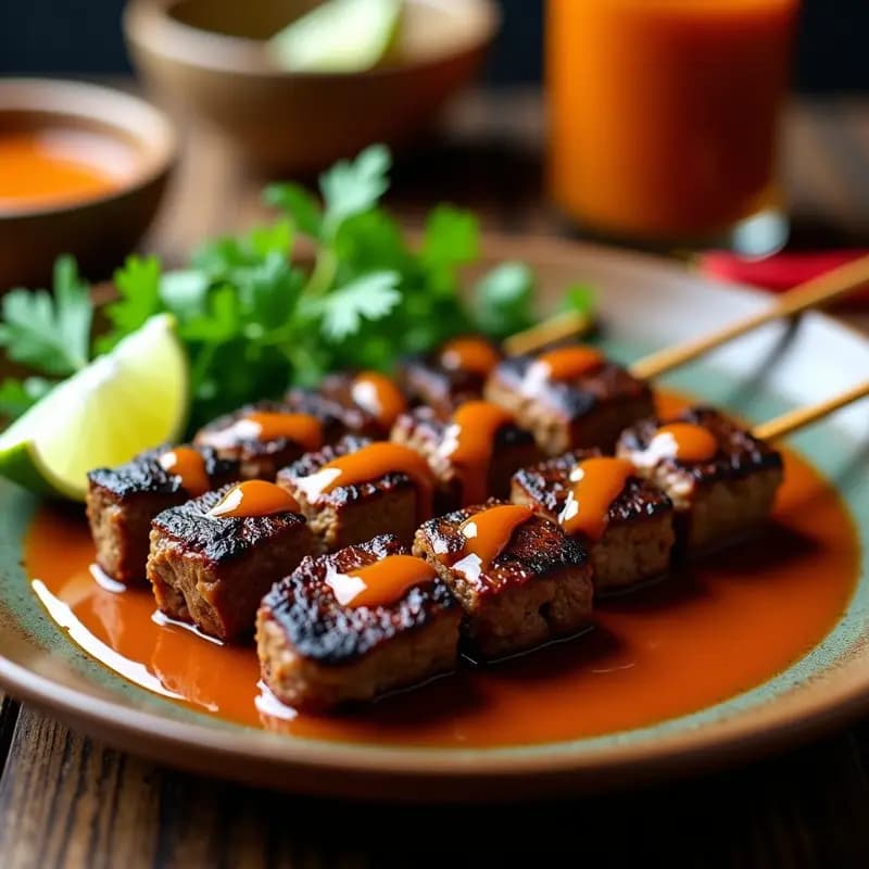 Satay de Ternera con Salsa de Cacahuete y Chili: Receta Indonesa en Grill Keto