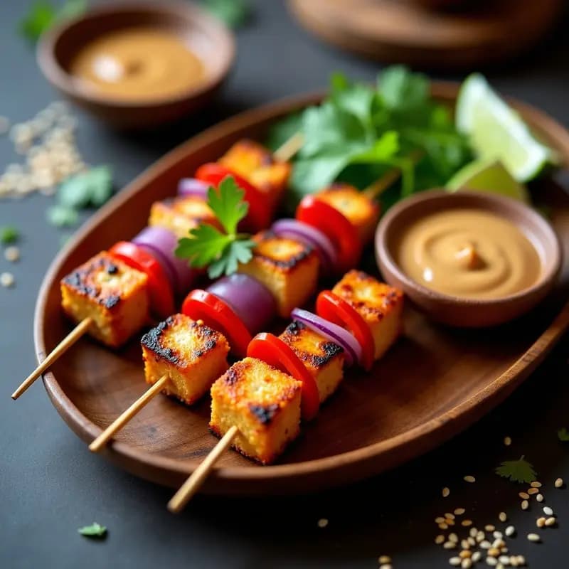 Satay Indonecio de Tofu con Salsa de Cacahuete: Receta en Airfryer y Sin Gluten