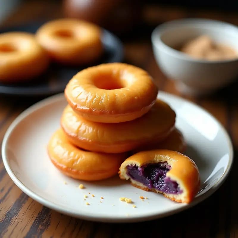 Sato Andagi Okinawense (Donuts Japoneses) de Batata Morada: Postre Dulce y Esponjoso