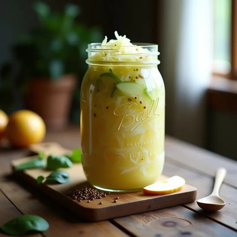 Sauerkraut con Manzanas y Comino: Chucrut Alemán Probiótico y Digestivo en Fermentación Rápida