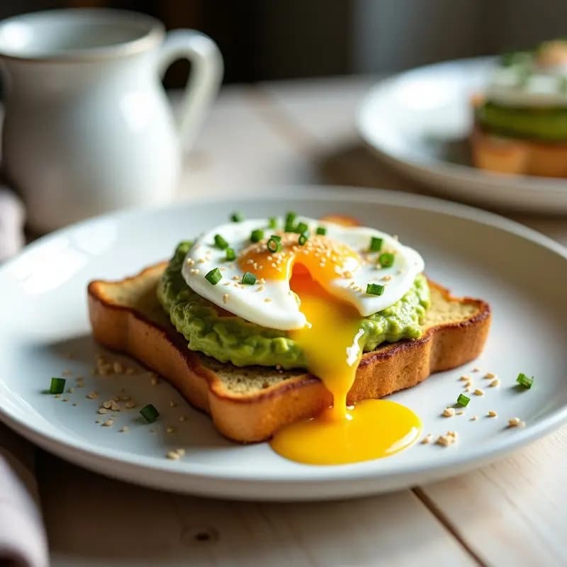 Savory French Toast con Aguacate y Huevo Poché: Desayuno Francés-Australiano Keto
