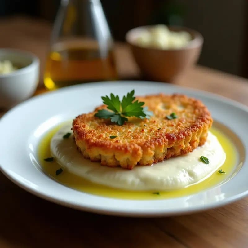 Schnitzel Austríaco de Berenjena con Puré de Coliflor: Versión Vegana y Sin Gluten