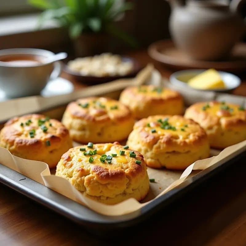 Scone de Queso Cheddar y Cebollino: Desayuno Británico en 15 Minutos