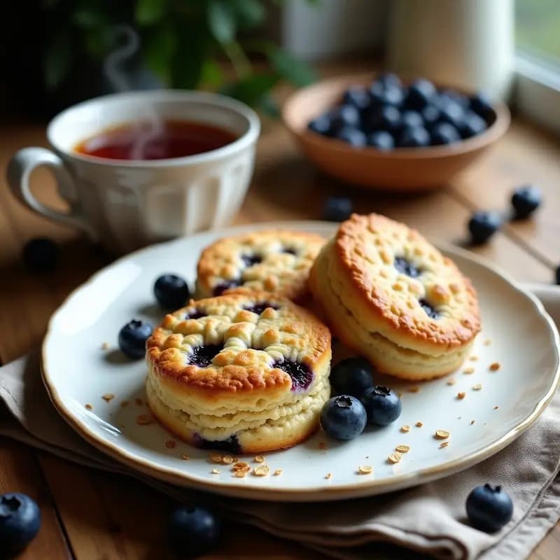 Scones Ingleses de Arándanos y Avena: Desayuno Sin Azúcar y Alto en Fibra