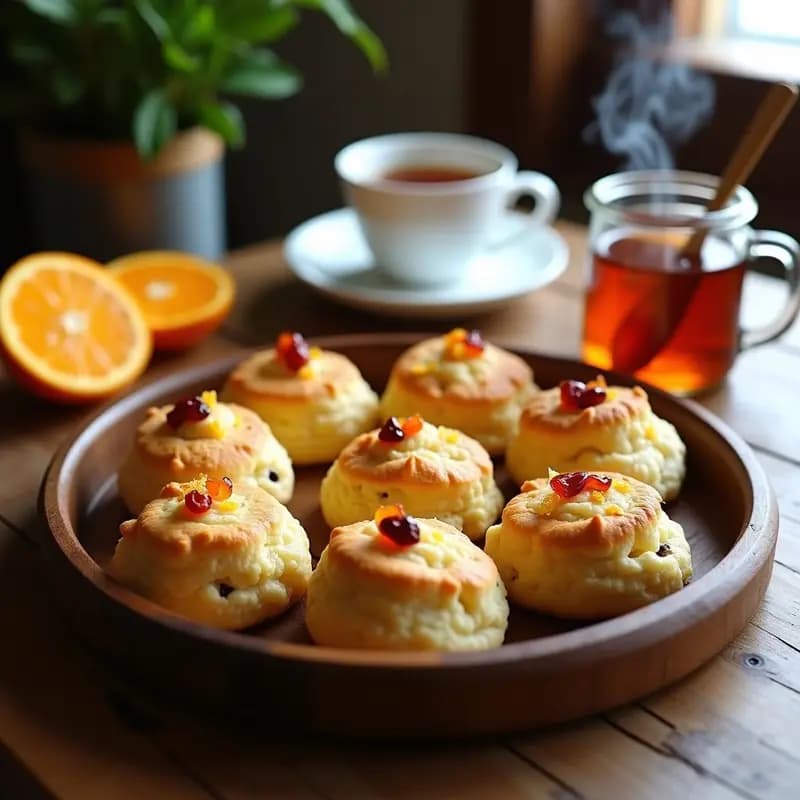 Scones Británicos de Arándanos y Jengibre: Desayuno Esponjoso con Mermelada de Naranja