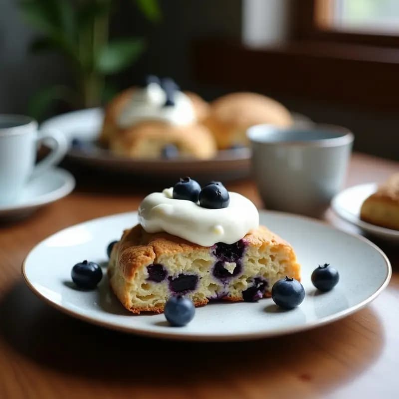 Scones Irlandeses de Avena y Arándanos con Crema de Coco: Desayuno Sin Lactosa