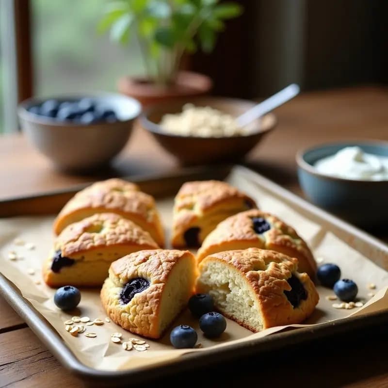 Scones Británicos de Avena y Arándanos: Desayuno Energético Sin Harina y Sin Azúcar