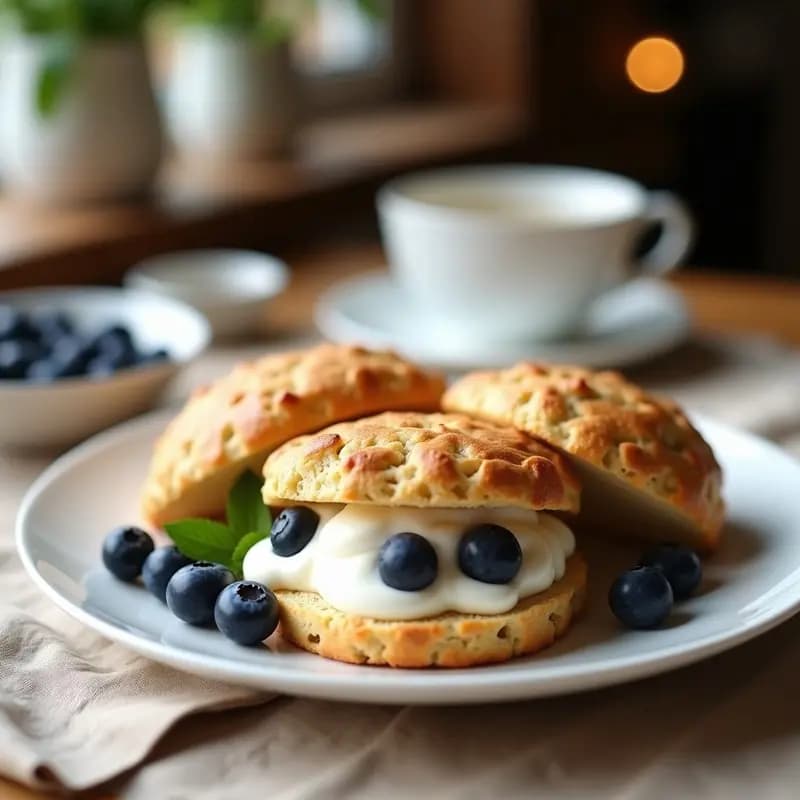 Scones Británicos con Arándanos y Crema Batida: Desayuno o Merienda Clásico