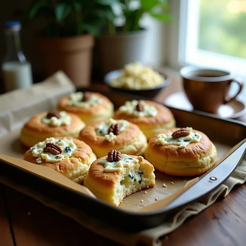 Scones de Queso Azul y Nueces: Desayuno Británico Alta en Proteína y Sin Azúcar