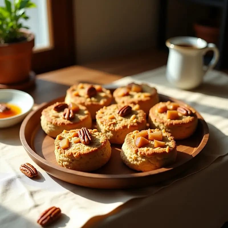 Scones de Harina de Teff con Trozos de Manzana Caramelizada: Desayuno Etíope Sin Gluten