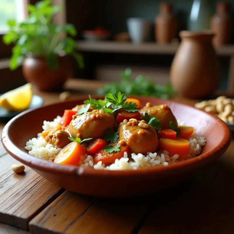 Seko Seko de Pollo y Cacahuete: Estofado Africano con Especias y Verduras en Olla Lenta