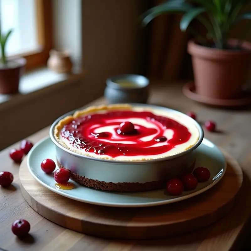 Sernik de Requesón y Arándanos Rojos: Pastel de Queso Polaco Sin Horno