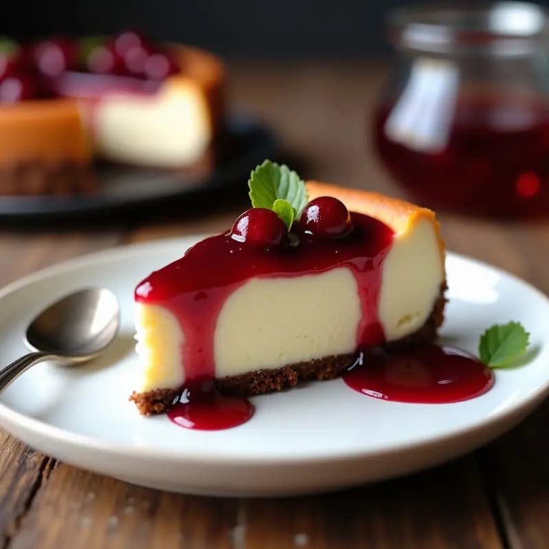 Sernik de Requesón y Vainilla con Salsa de Arándanos: Postre Polaco Sin Horno y Ultracremoso