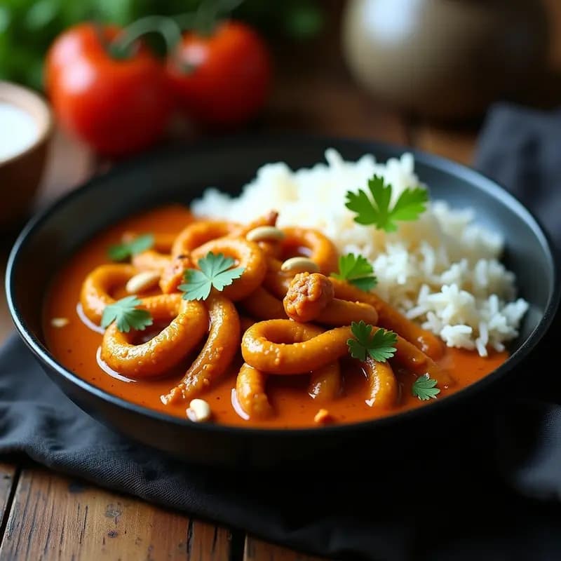 Serpiente de Pollo al Curry: Receta Africana con Cacahuetes y Tomate en Olla Rápida