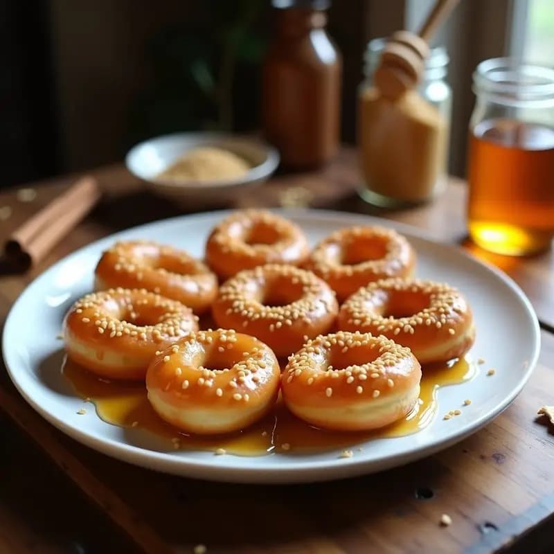 Sfenj Marroquí con Miel y Sésamo: Donuts Tradicionales Sin Horno