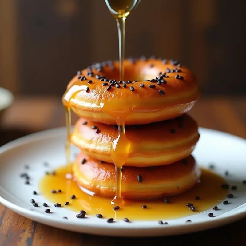 Sfenj con Miel de Higuera y Semillas de Amapola: Donuts Marroquíes Sin Gluten