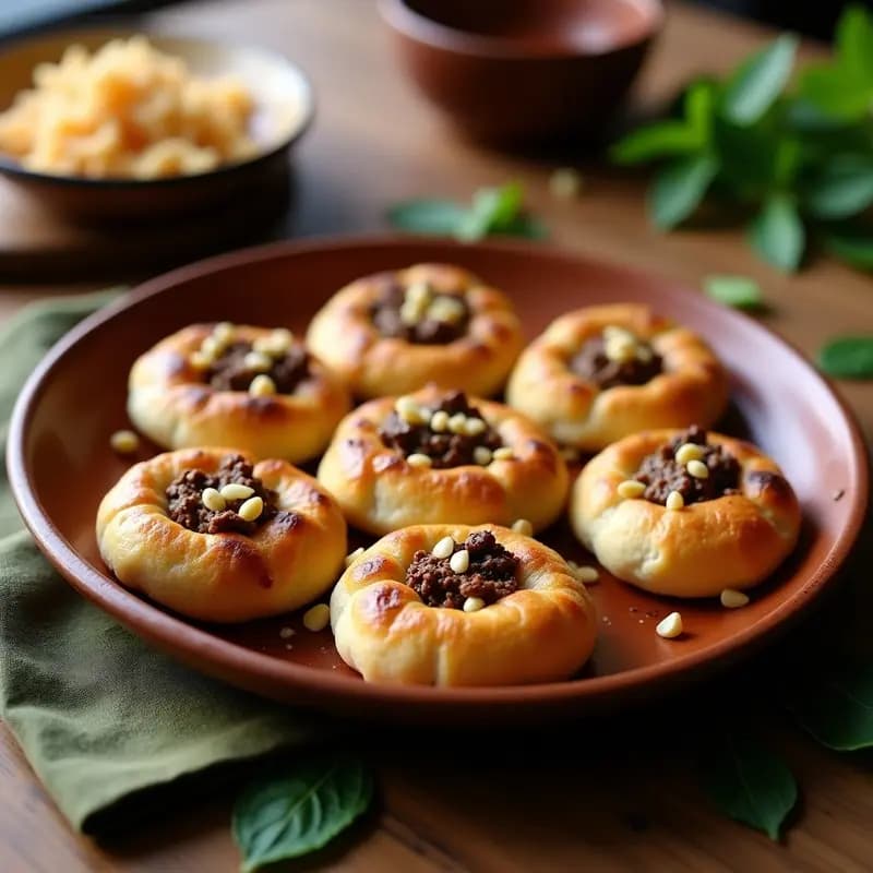Sfiha Libanesa de Cordero y Piñones: Mini Pizzas Árabes en Sartén