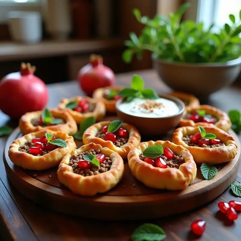 Sfiha Libanesa de Carne Picada y Granada: Empanaditas Árabes con Toque Dulce y Especiado