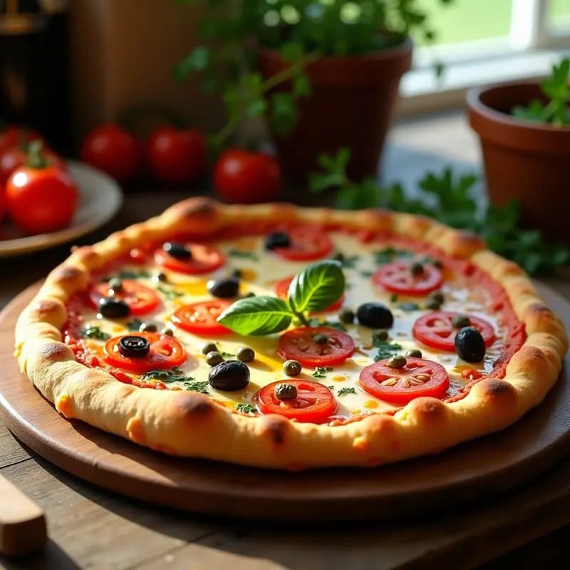 Sfincione Siciliano con Anchoas y Aceitunas: Pizza Italiana Sin Gluten y Sin Queso