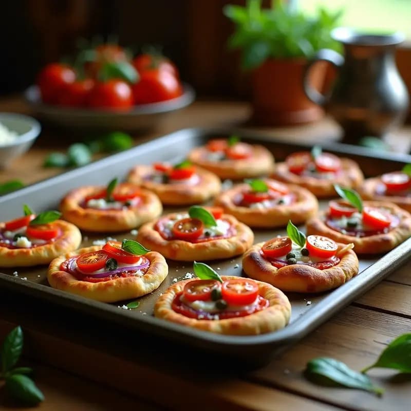 Sfinciuni Siciliani con Tomate y Anchoas: Pizza Tradicional en Versión Mini