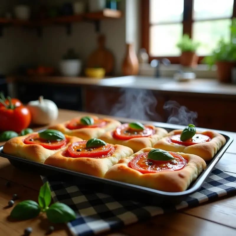 Sfinciuni Sicilianos con Tomate y Anchoas: Pizza Tradicional Sin Queso y Crujiente