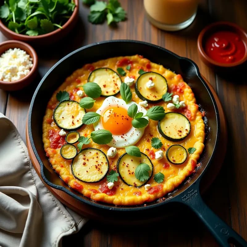 Sfougato Tunecino con Calabacín y Queso de Cabra: Tortilla Salada en Sartén