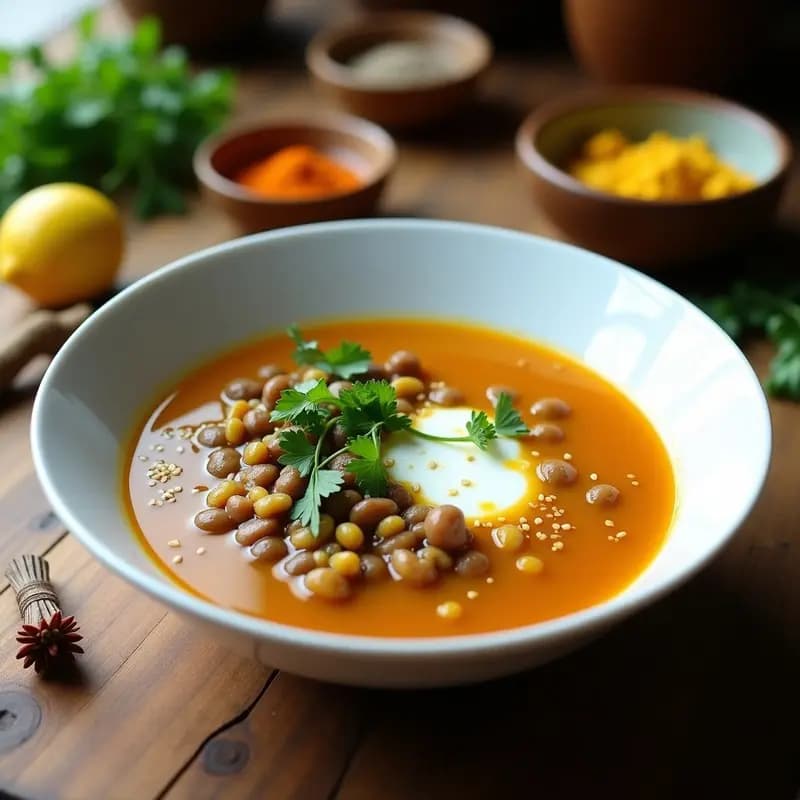 Shaderma Iraní: Sopa de Fideos y Lentejas con Azafrán y hierbas Persas