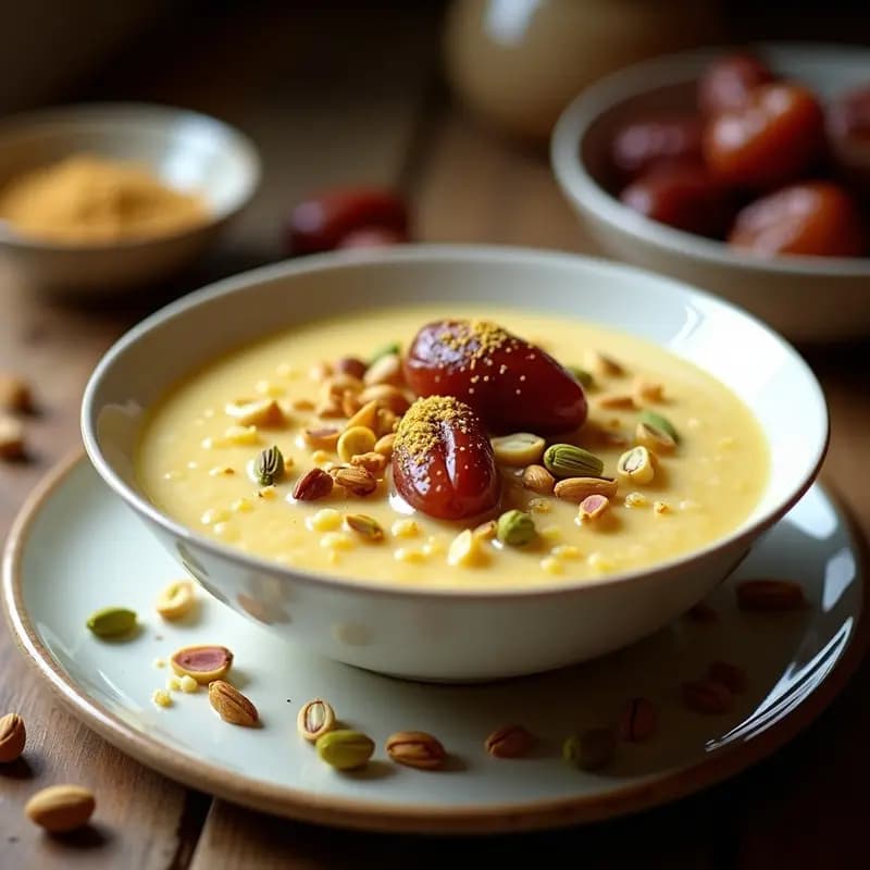 Shakriyeh Iraquí de Arroz Dulce con Dátiles y Cardamomo: Postre Festivo Sin Horno