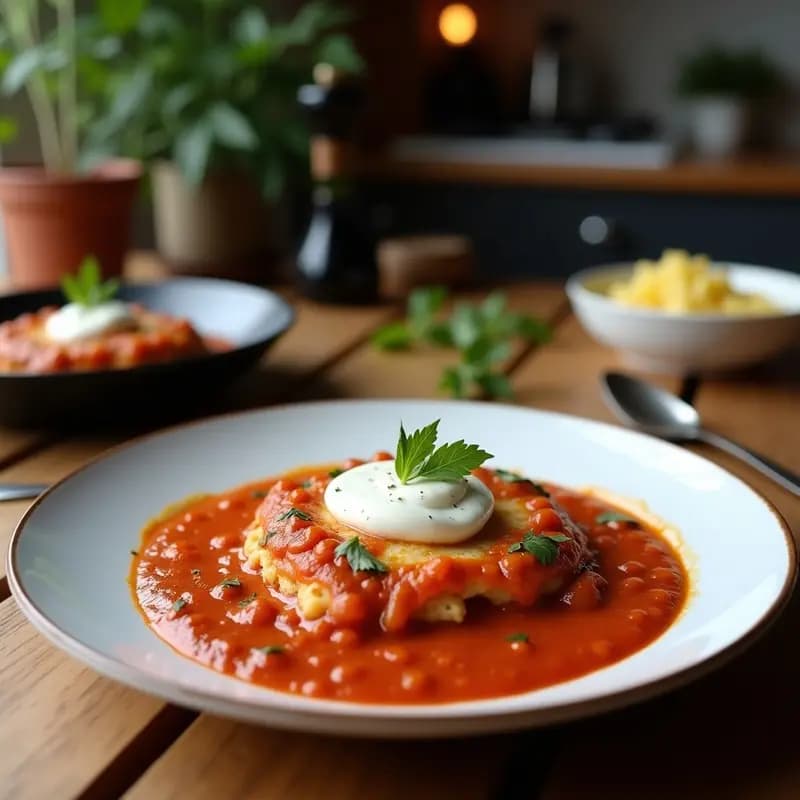 Shakshuka Árabe con Espinacas y Feta: Desayuno en Sartén Rico en Proteínas