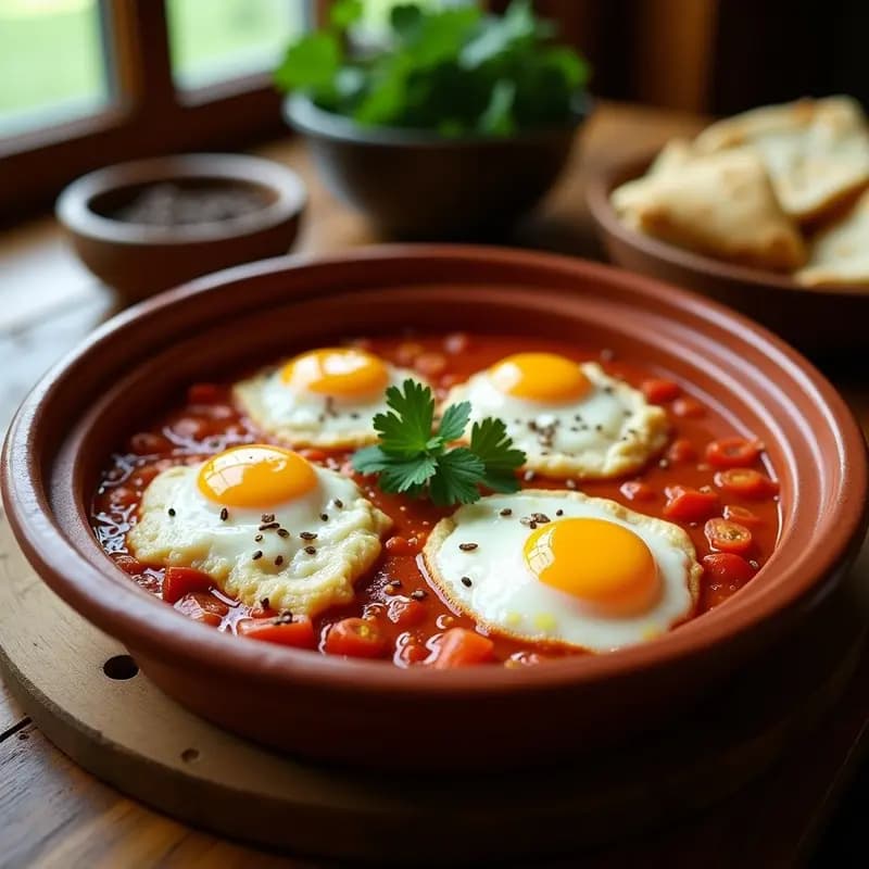Shakshuka de berbères y Merluza: Receta Marroquí con Huevos Escalfados y Especias Ras el Hanout