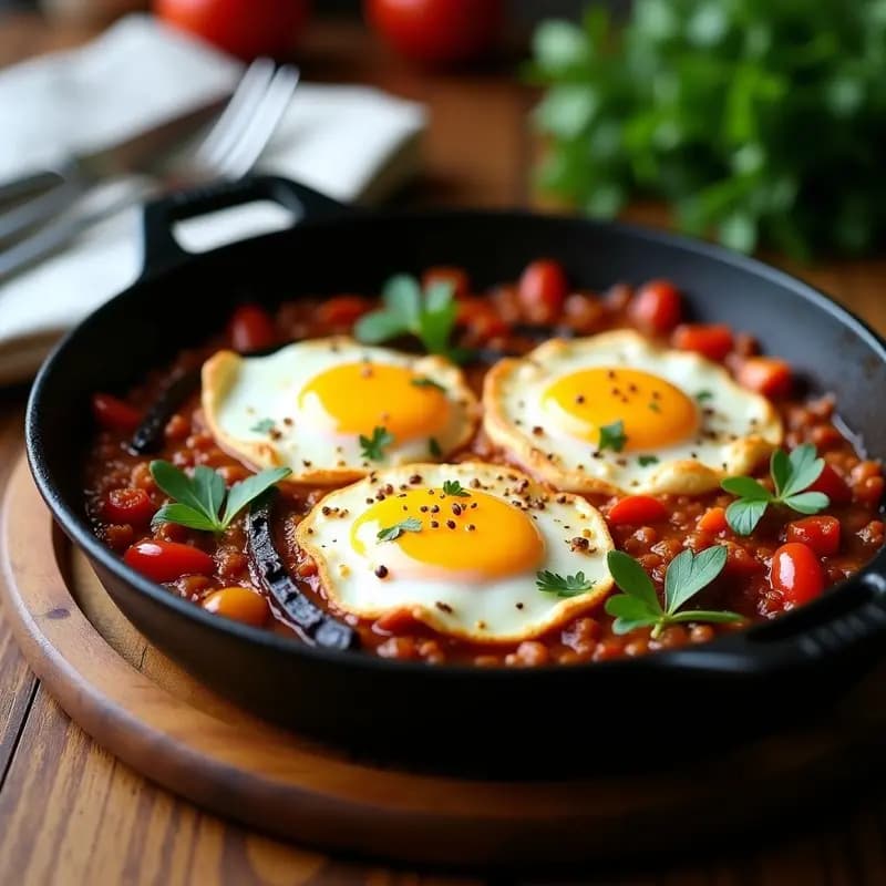 Shakshuka con Berenjena Ahumada: Desayuno Tunecino Keto y Sin Gluten