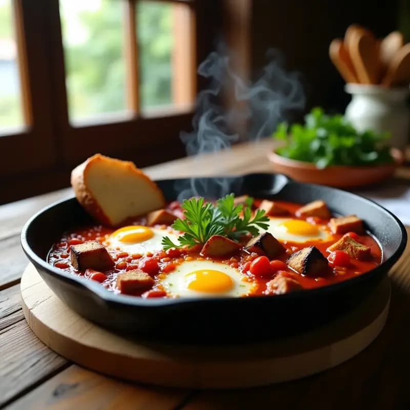 Shakshuka con Berenjena Ahumada: Receta Tunecina Vegana para Desayuno o Cena