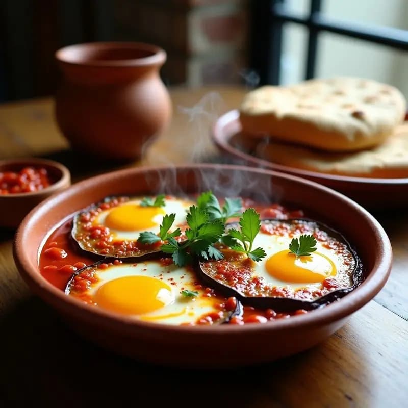 Shakshuka con Berenjena Ahumada y Queso Feta Vegano: Desayuno Egipcio en 20 Minutos