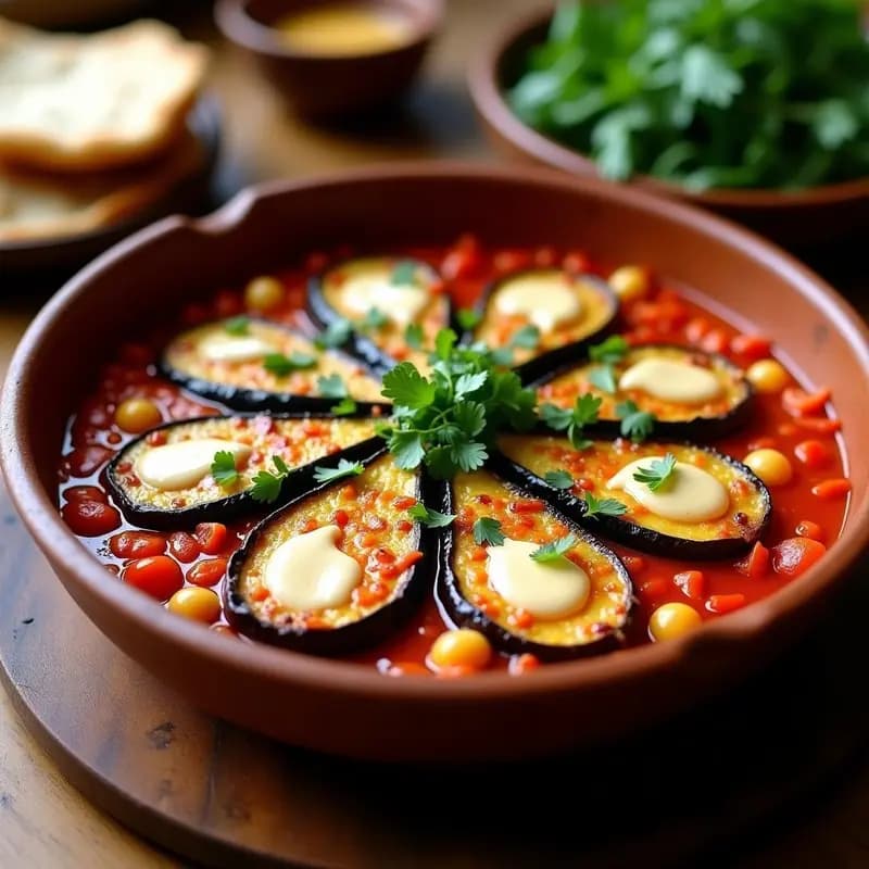 Shakshuka con Berenjena Asada: Desayuno Tunecino Vegano y Alta en Fibra
