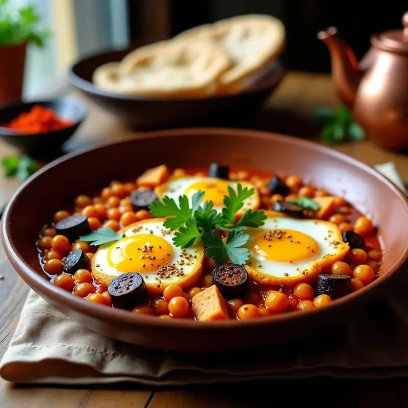 Shakshuka con Berenjena y garbanzos: Receta Árabe Vegana y Alta en Hierro
