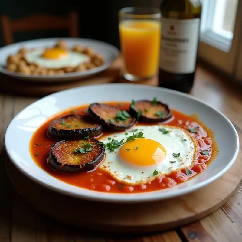 Shakshuka con Berenjena y Merluza: Desayuno Túnez-Iraquí con Toque Mediterráneo