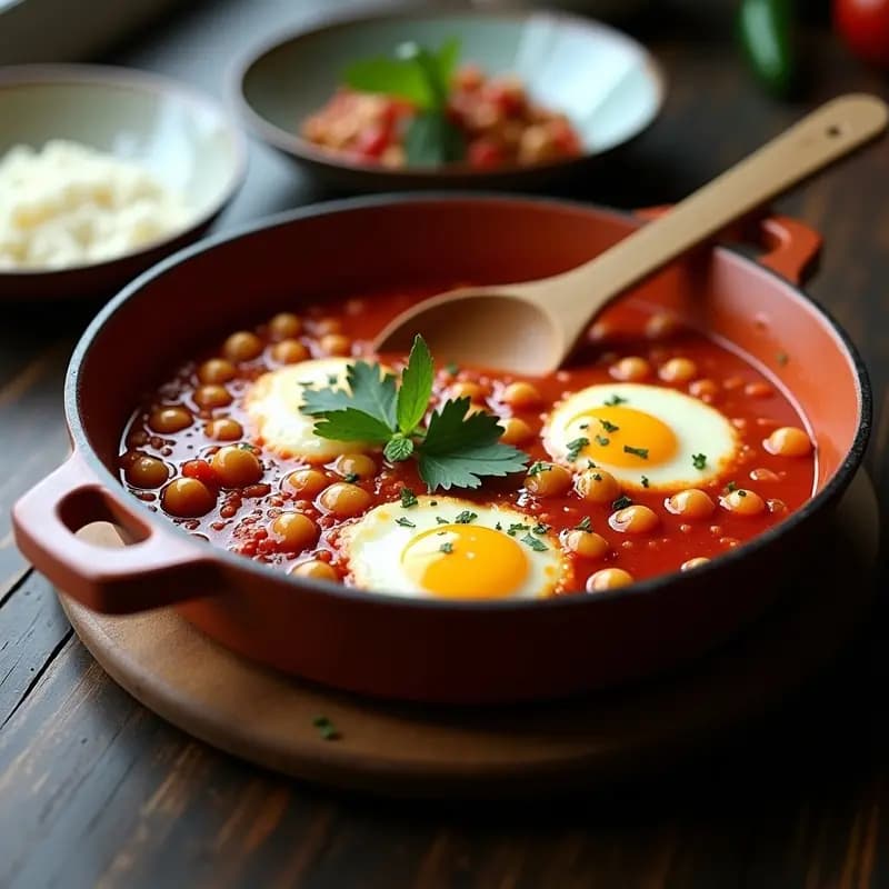 Shakshuka de Berenjena y Pimiento: Receta Norteafricana Vegana en 20 Minutos