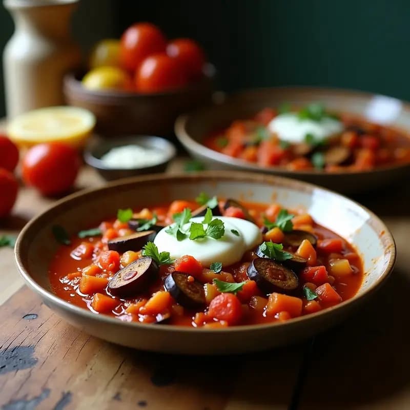 Shakshuka de Berenjena y Pimientos: Receta Magrebí Vegana y Alta en Fibra