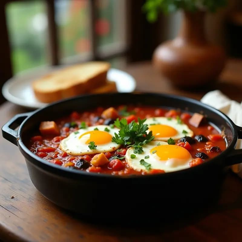Shakshuka Tunecina con Berenjena y Queso de Cabra: Receta en Olla Lenta con Toque Ahumado